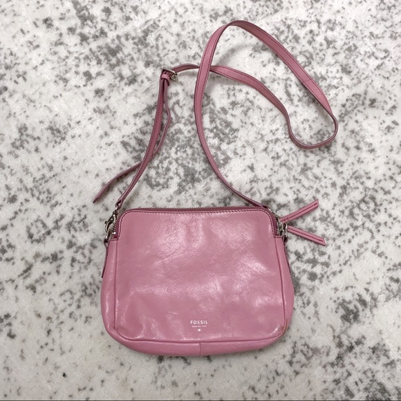 Fossil Handbags - Fossil pink Sydney crossbody leather bag pink